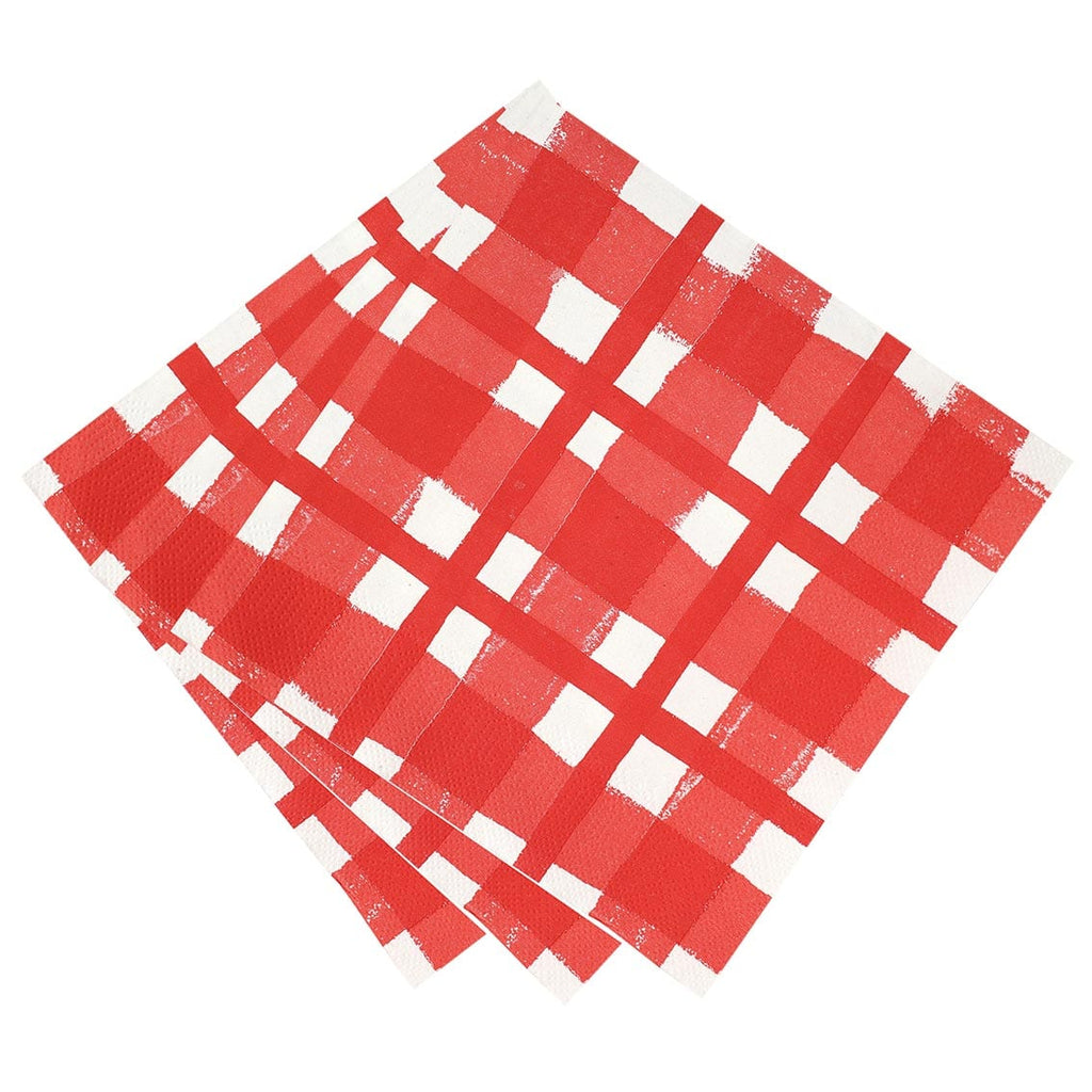 Red and White Gingham Paper Napkins x 20