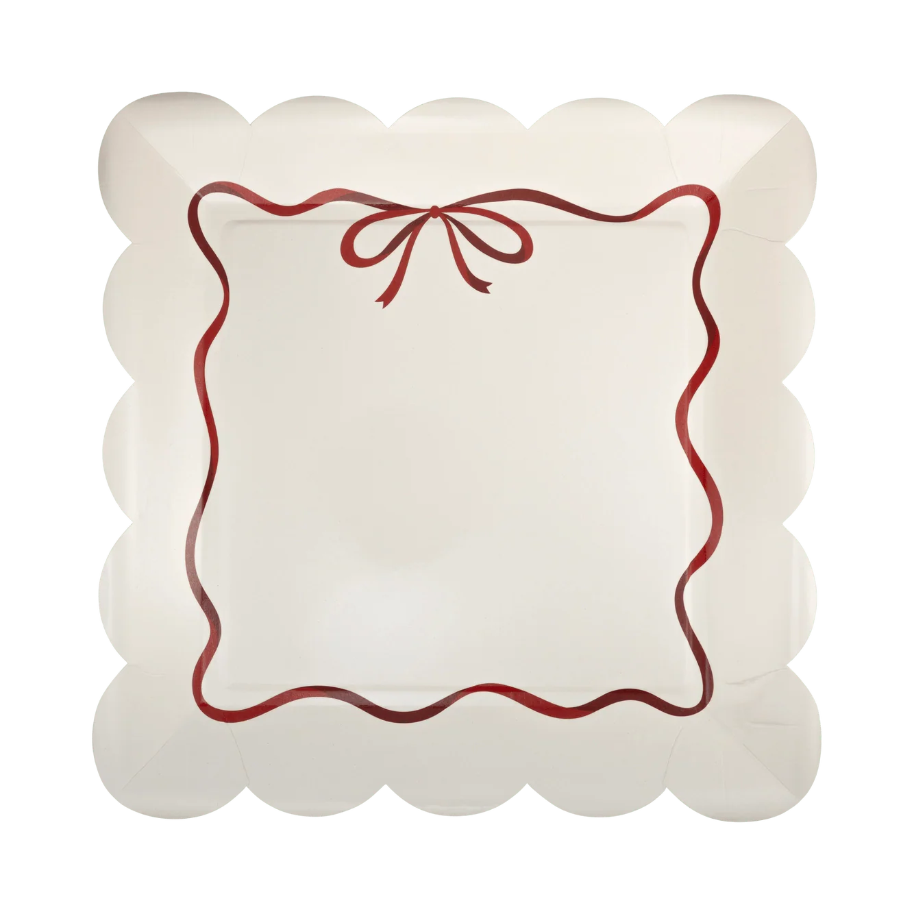 Red Bow Scallop Border Party Plates x 8