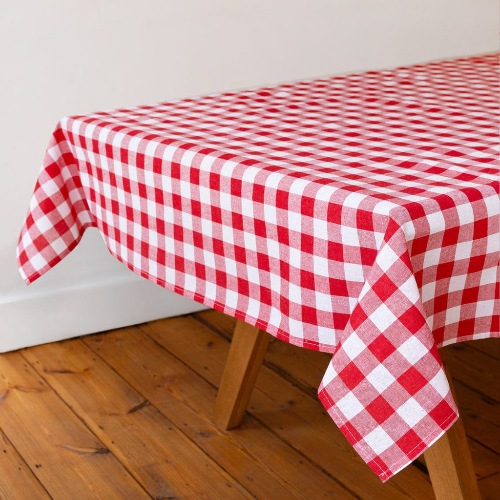 Red & White Fabric Gingham Tablecloth