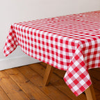 Red & White Fabric Gingham Tablecloth