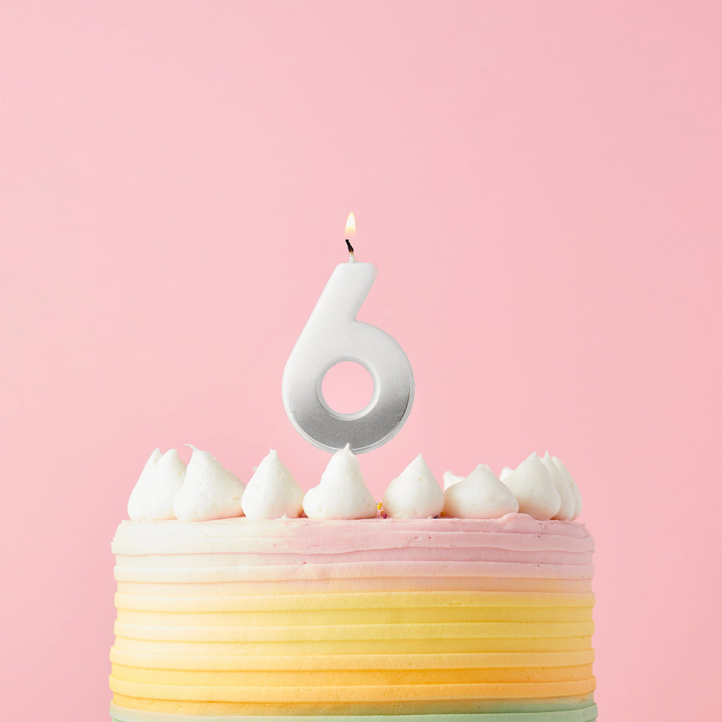 Silver Ombre Number Cake Candles (0-9) - Birthday Cake Candles Birthday Candles Silver Ombre Number Cake Candles (0-9) 6