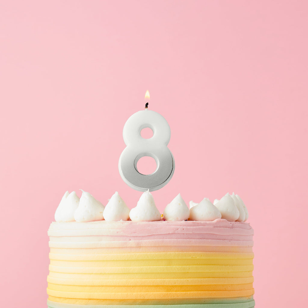 Silver Ombre Number Cake Candles (0-9) - Birthday Cake Candles Birthday Candles Silver Ombre Number Cake Candles (0-9) 8