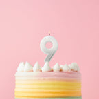 Silver Ombre Number Cake Candles (0-9) - Birthday Cake Candles Birthday Candles Silver Ombre Number Cake Candles (0-9) 9