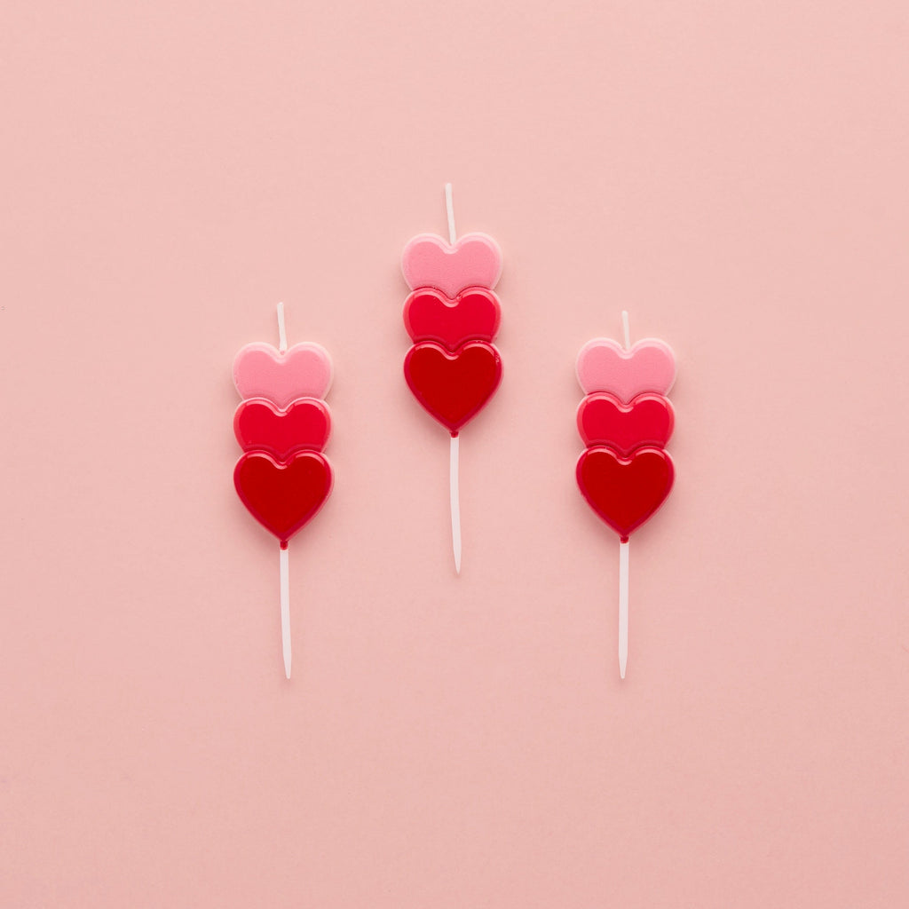 Stacked Heart Candles x 3