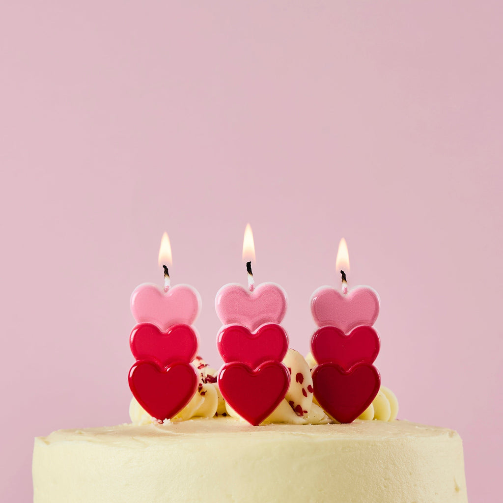Stacked Heart Candles x 3