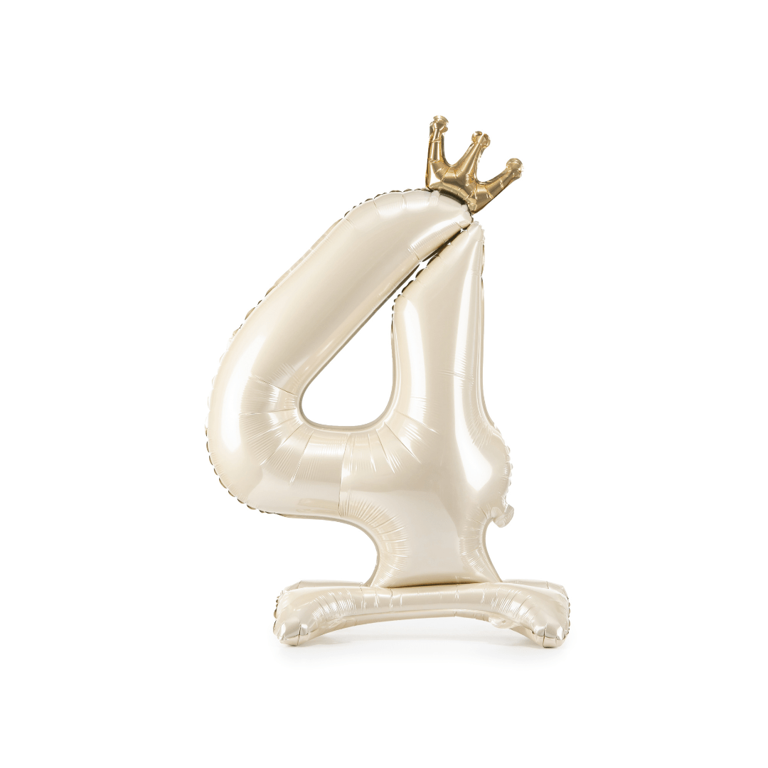 Standing Number 4 Foil Balloon - Light Cream