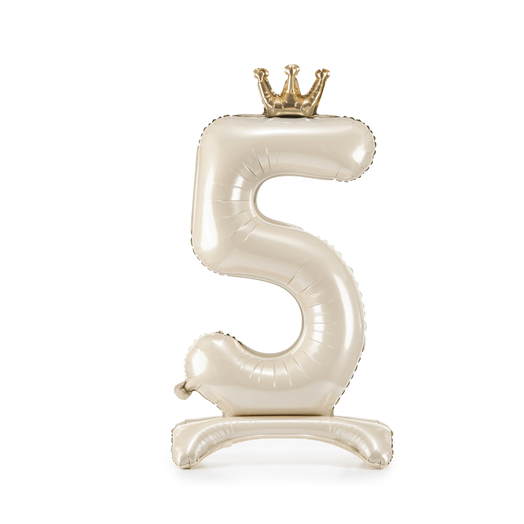 Standing Number 5 Foil Balloon - Light Cream