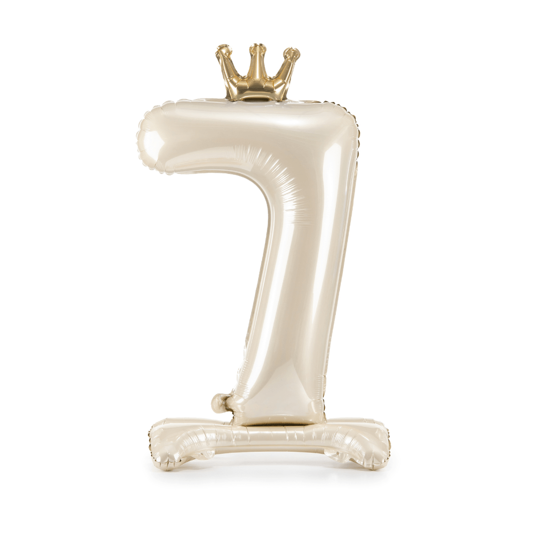 Standing Number 7 Foil Balloon - Light Cream