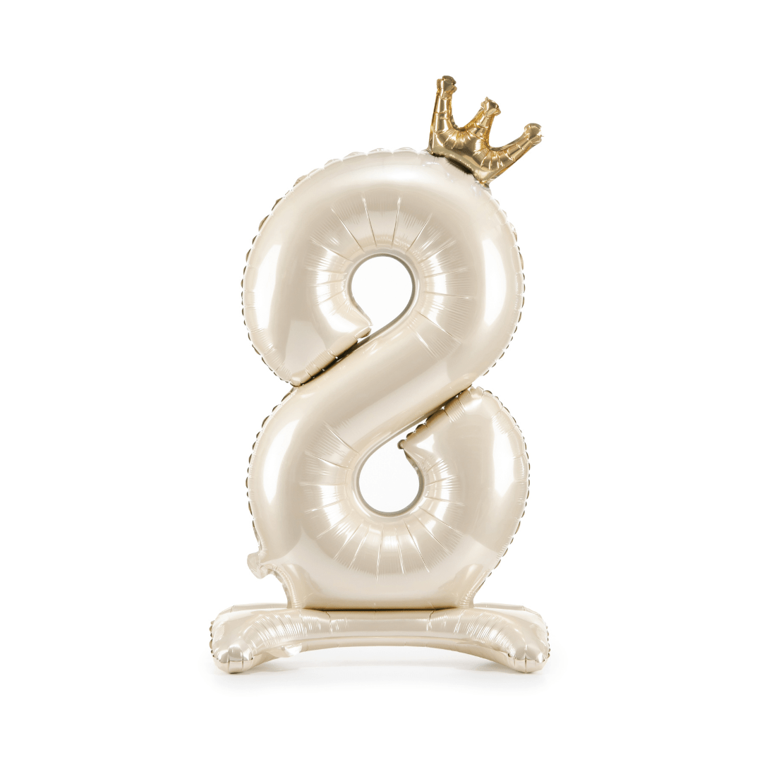 Standing Number 8 Foil Balloon - Light Cream