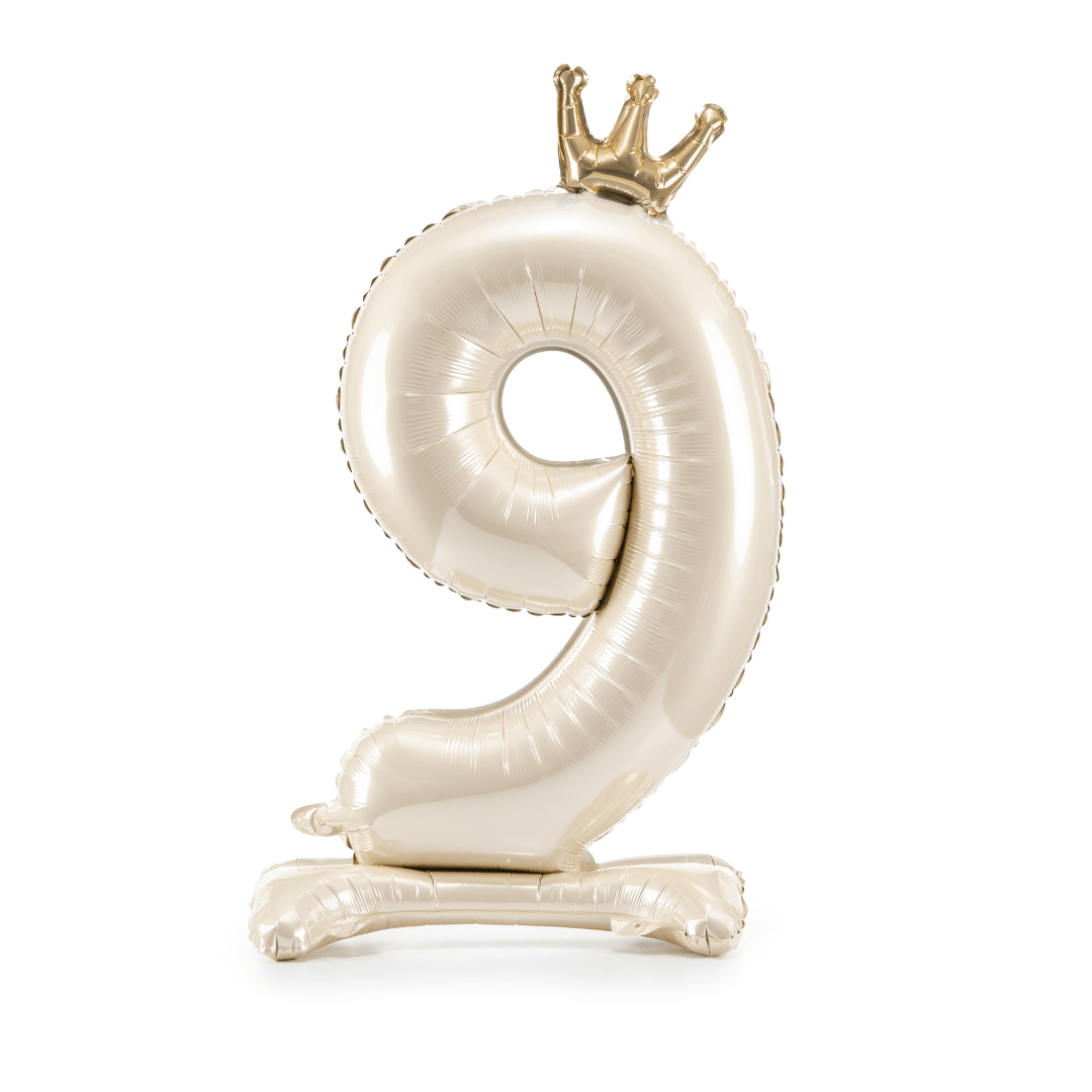 Standing Number 9 Foil Balloon - Light Cream