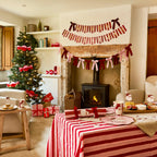 Merry Christmas Striped Letter Banner with Bows - 2m