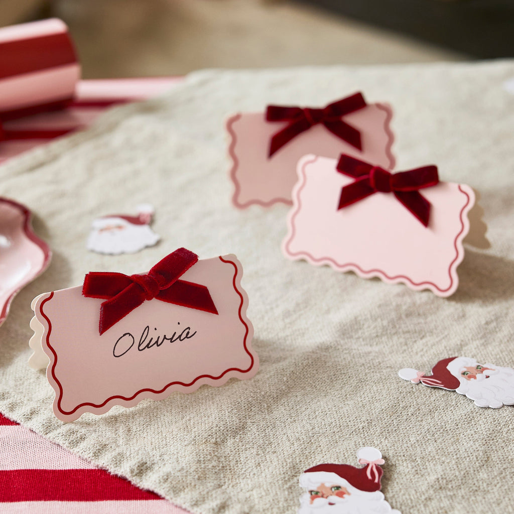 Velvet Bow Place Cards x 8