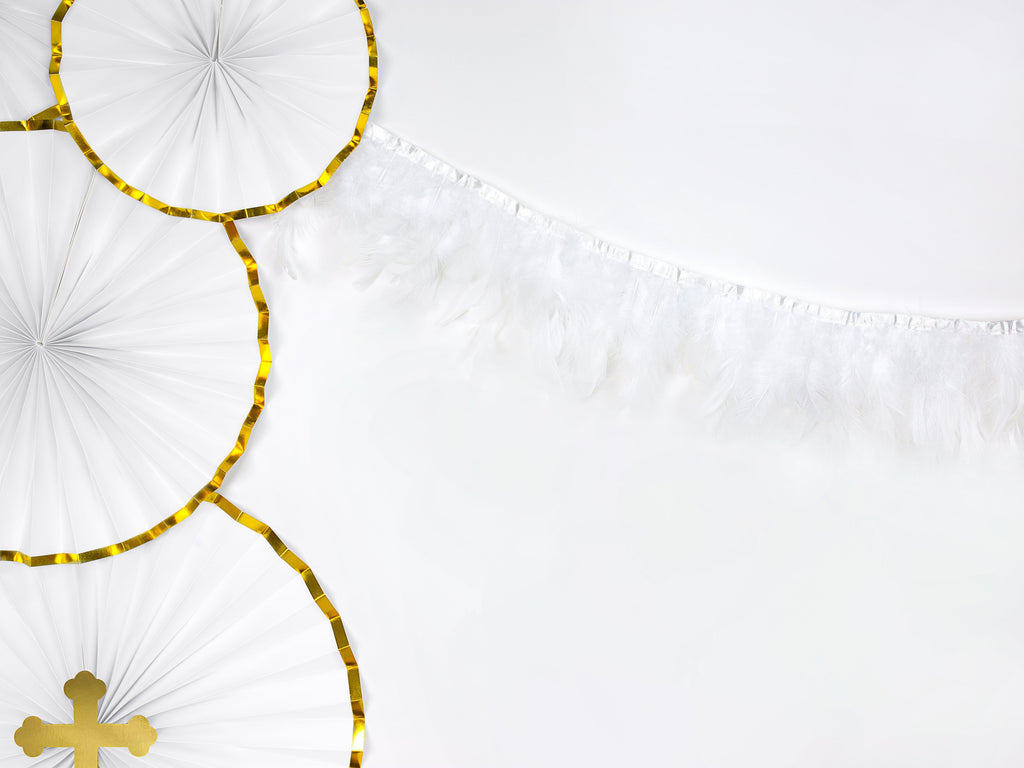 White & Metallic Gold Party Fans x 3