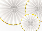 White & Metallic Gold Party Fans x 3