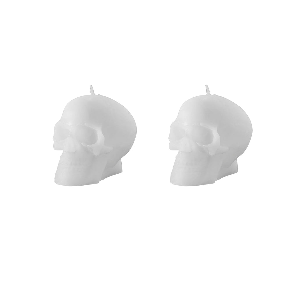 White Mini Skull Candles x 2