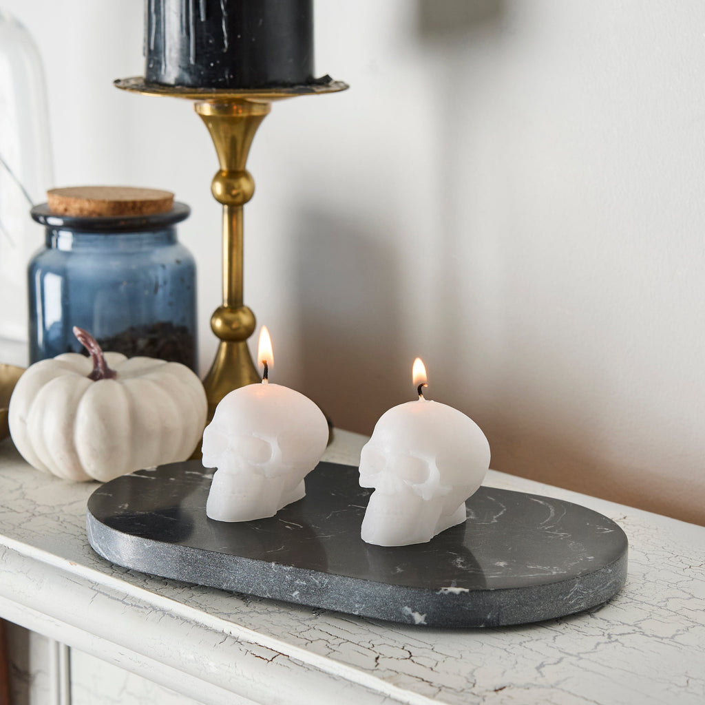 White Mini Skull Candles x 2